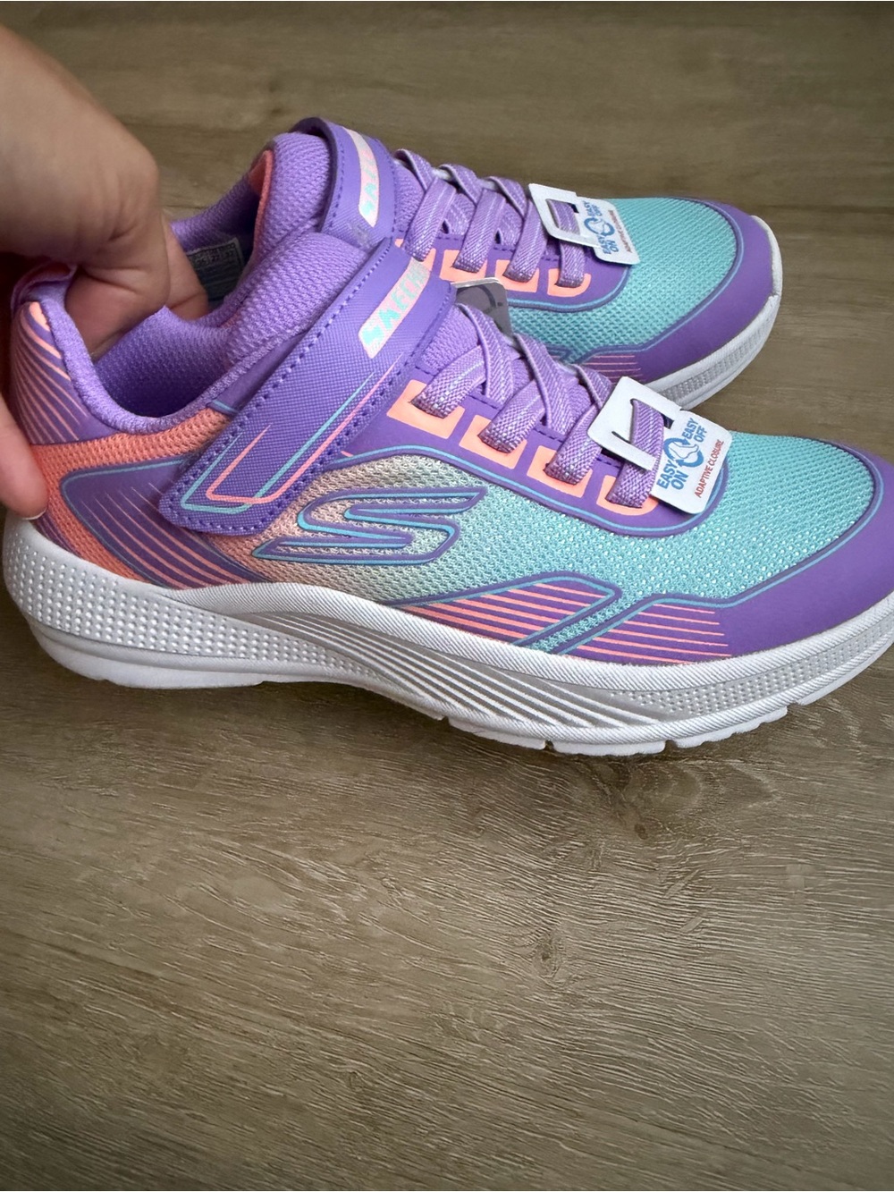 Skechers GirlsLightweight Easy On Adaptive Closure SZ 3 Sneakers Purple Pink NWT - Picture 4 of 7